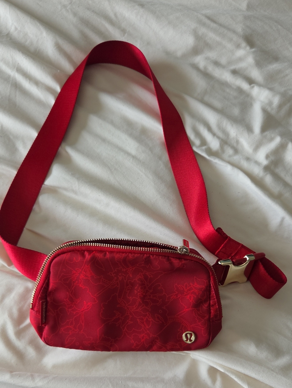 lululemon athletica Red Floral Crossbody Belt Bag